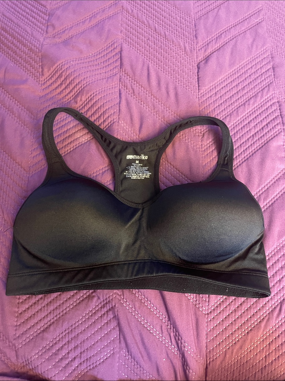 Marika Black Padded Racerback Sports Bra with Molded Cups